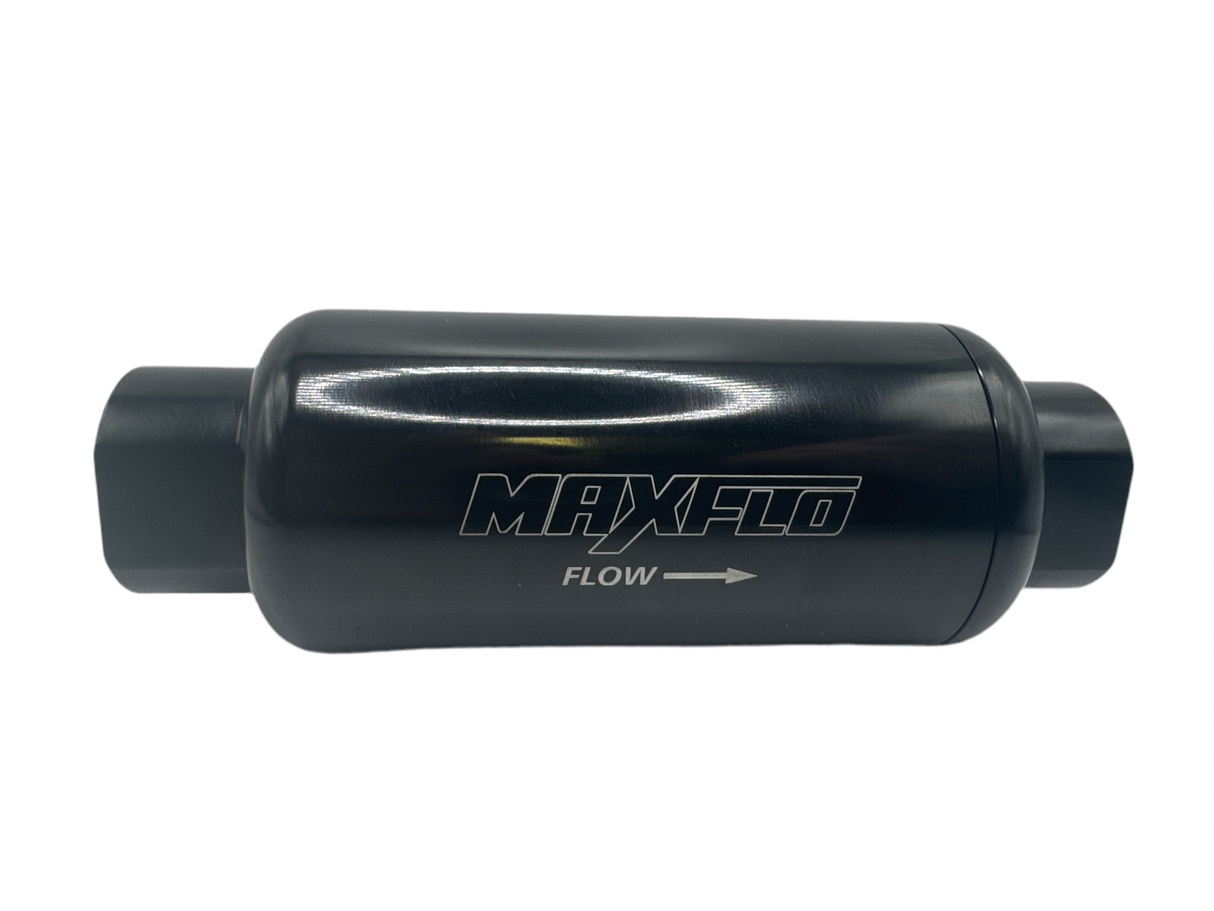 MaxFlo AN10 ORB Billet Fuel Filter 50MM  BLack - Stone Motorsport