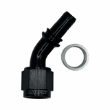 MaxFlo Motorsport AN06 45 Degree PTFE Crimp Hose End - Black